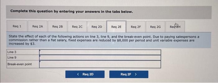 than a flat salary, fixed expenses are reduced by $8,000 per period
