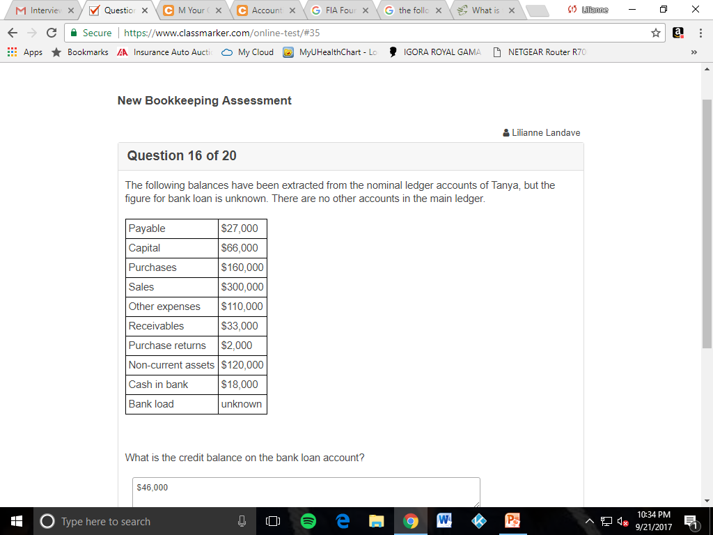 -> Secure l https://www.classmarker.com/online-test/#35 Apps Bookmarks AA Insurance Auto Aucti My
