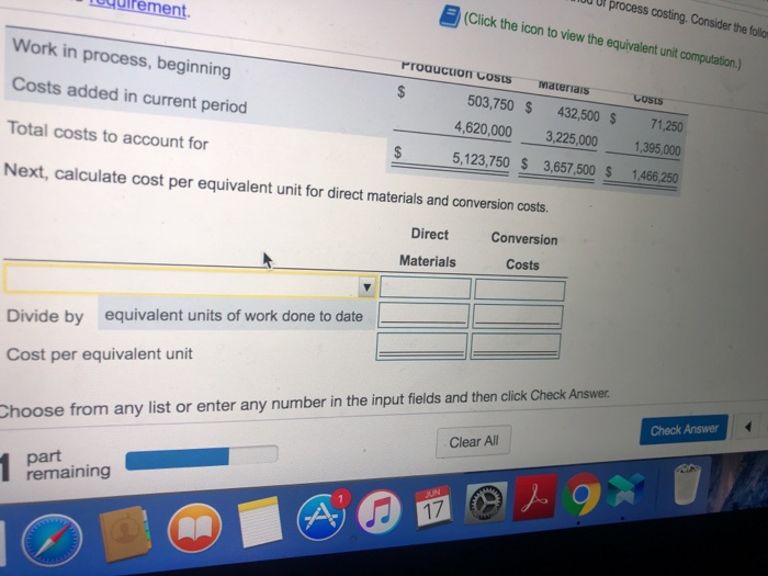 Cranberry Watches, Inc. uses the weighted-average method of process costing. Consider the