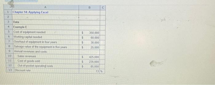 C \\ \hline 1 & Chapter 14: Applying Excel & & &