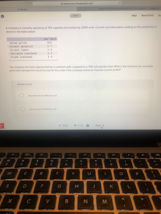  Help Save A company is currently operating at 75% capacity and