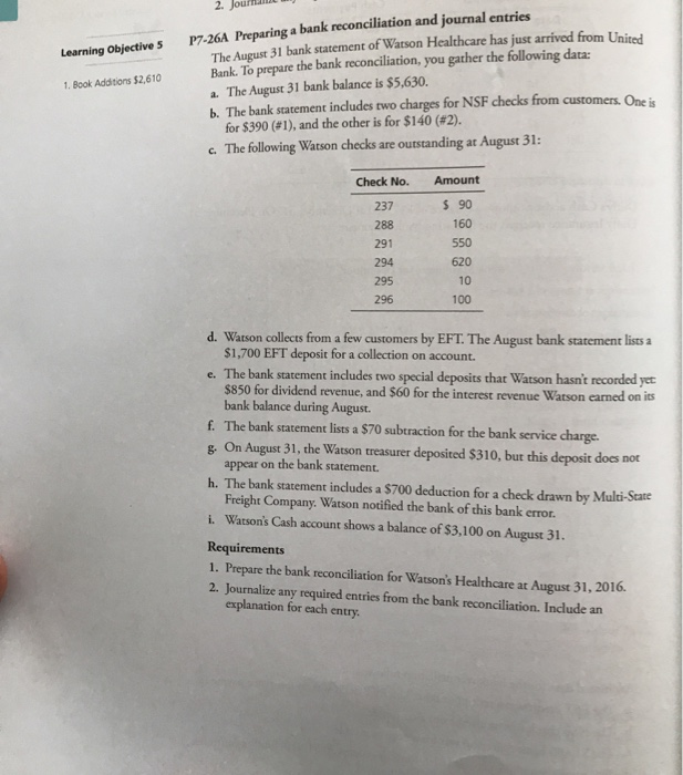  Learning Objective 5 1. Book Additions 52,610 2. Journe ) 17-26A