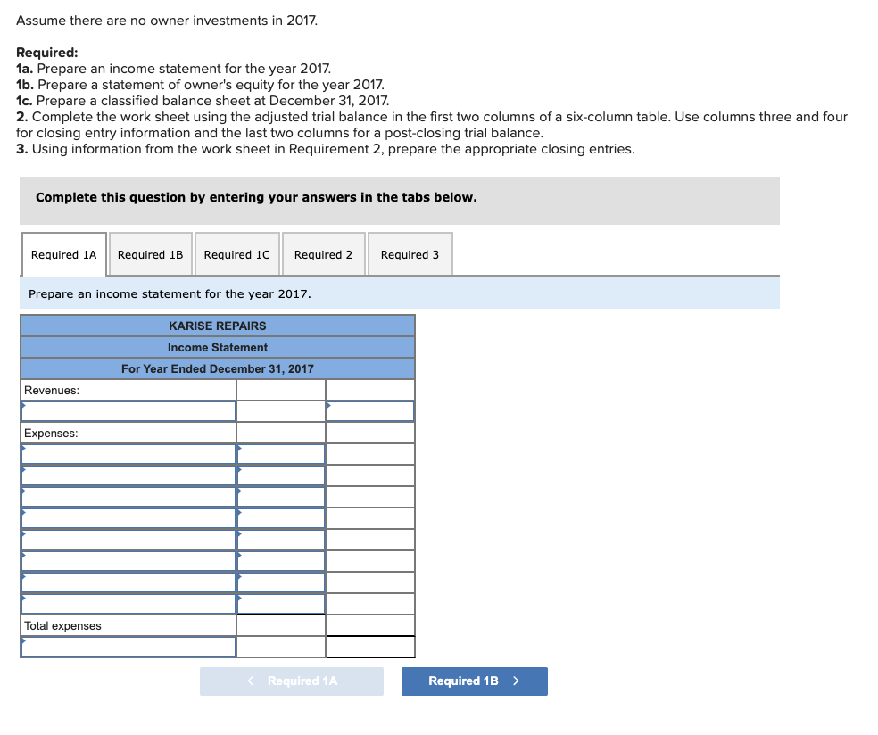 C3, P2, P3 The adjusted trial balance of Karise Repairs on December