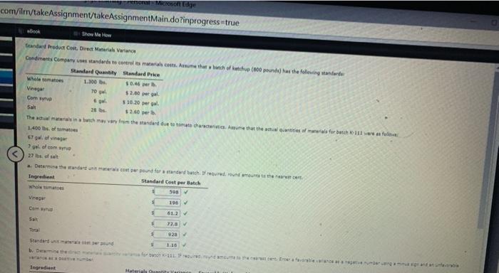  chor Microsoft Edge com/ilm/takeAssignment/takeAssignmentMain.do?inprogress=true book Show Me How Gandard Product Cost.