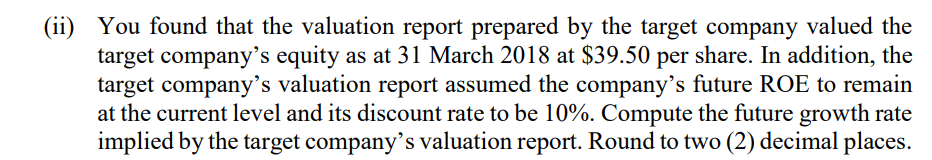 your client is considering acquiring using market-based valuation methods. Below is a