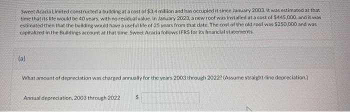 I would love some help solving this please Sweet Acacia Limited constructed