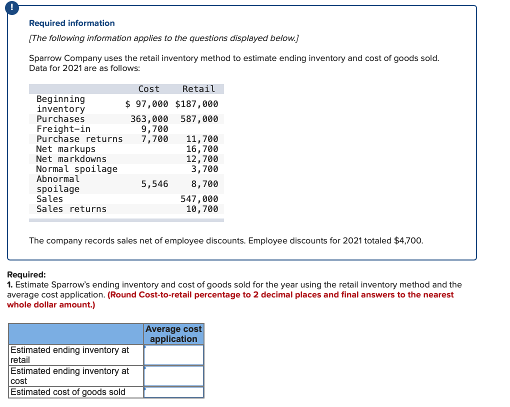 Please help me solve!! Required information [The following information applies to the