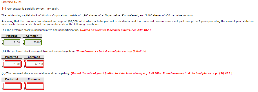 Exercise 15-21 Your answer is partially correct. Try again. The outstanding