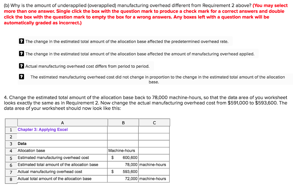 Chapter 3: Applying Excel Data Allocation base Estimated manufacturing overhead cost Estimated