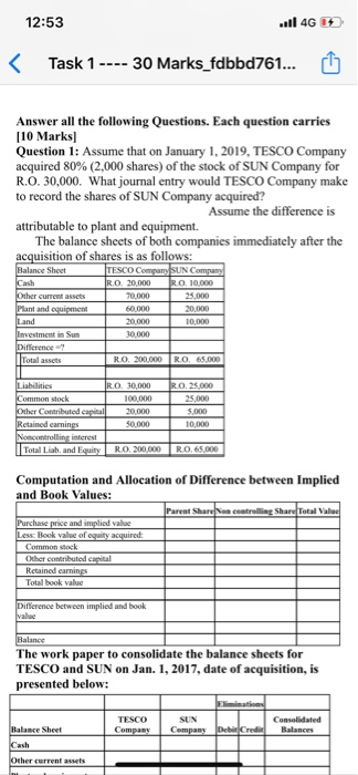 January 1, 2019, TESCO Company acquired 80% (2,000 shares) of the stock