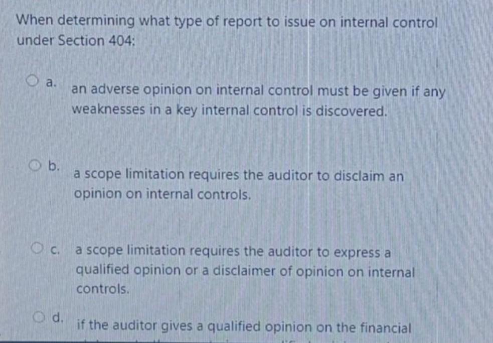 pls solve When determining what type of report to issue on