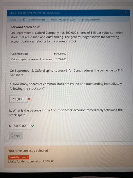  CLICK HERE TO REVIEW LEARNING OBJECTIVES QUESTION 2 Partially correct Mark