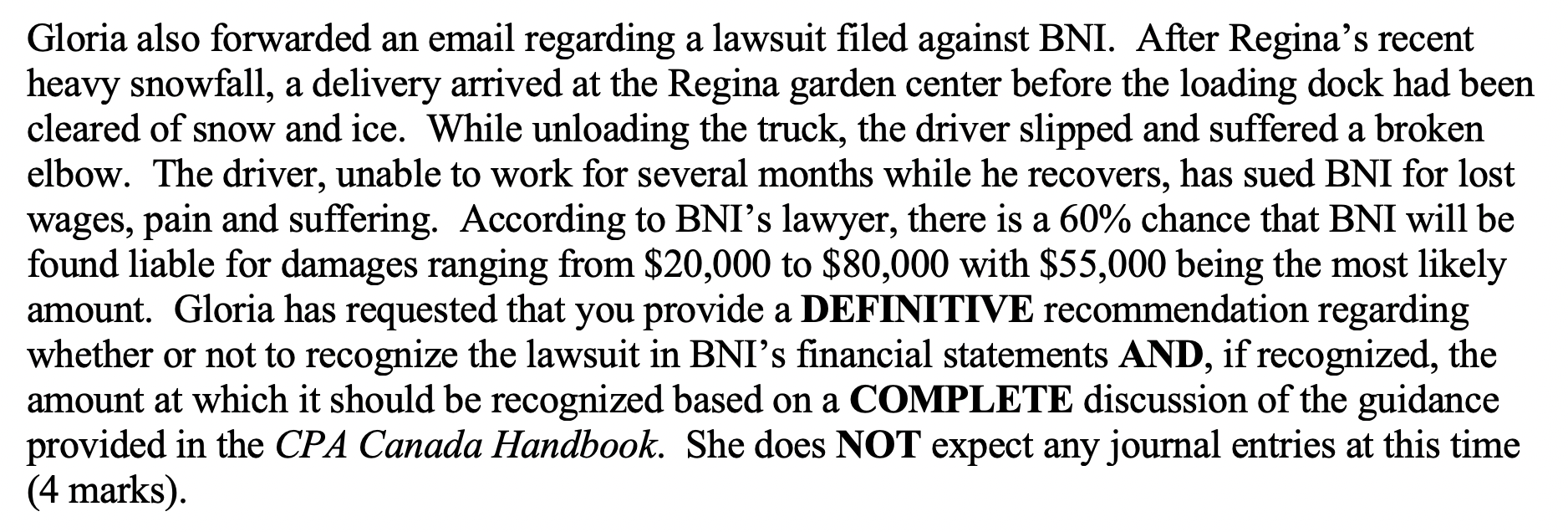  Gloria also forwarded an email regarding a lawsuit filed against BNI.