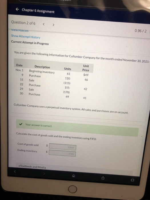  another part in the next picture Chapter 6 Assignment Question 2