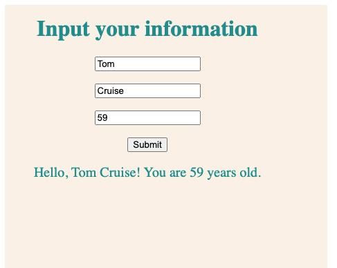 could you complete all code index.html,main.js and Person.js files for following output