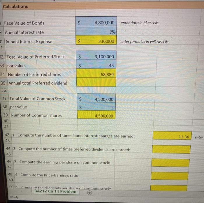 Excel Problem 2 3 Instructions: Read the Problem Data and complete the