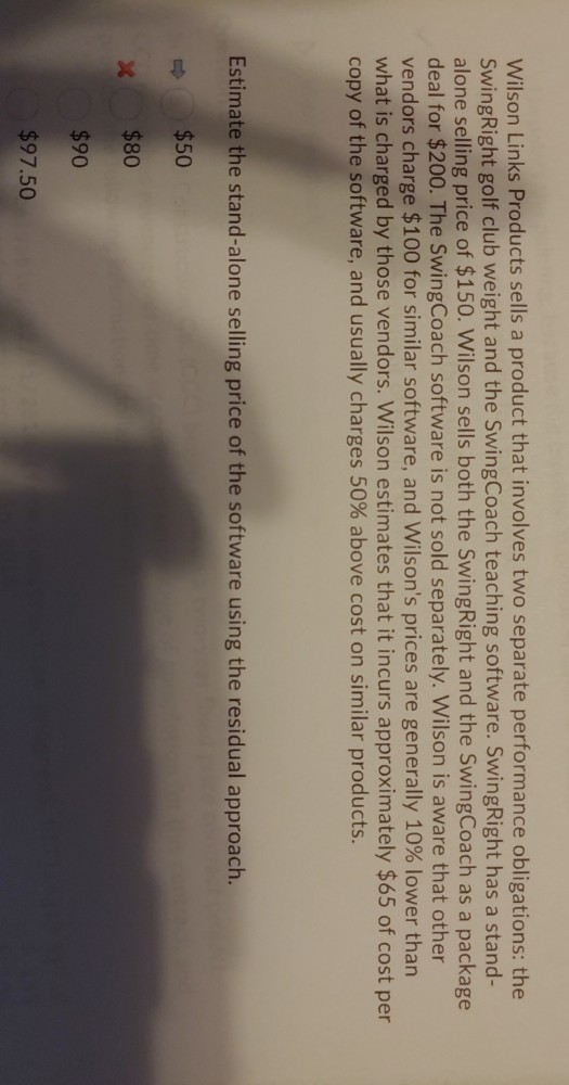  Wilson Links Products sells a product that involves two separate performance