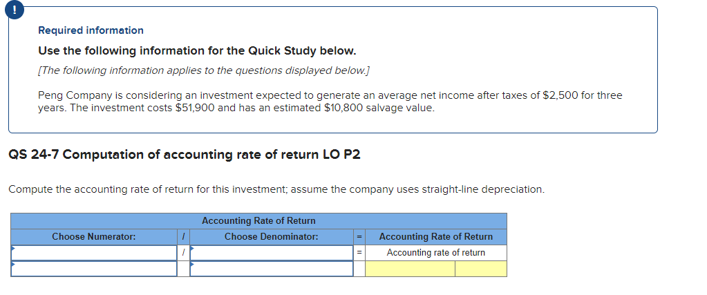  Required information Use the following information for the Quick Study below.