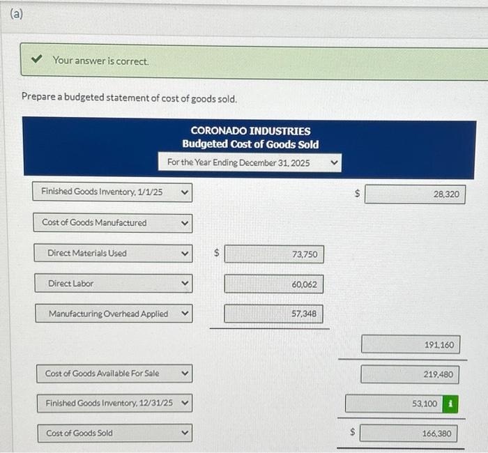 finished goods on hand at December 31,2025 , the production budget shows