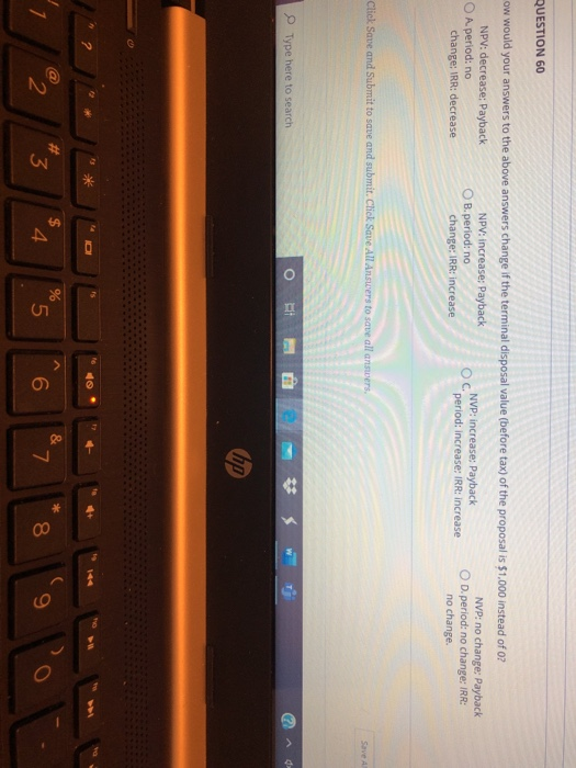 proposal as below: Proposal Initial after-tax investment in equipment $102,000 Annual cash