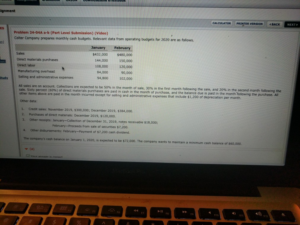  ignment CALCULATOR PRINTER VERSION 4 BACK NEXT ES Problem 24-04A a-b