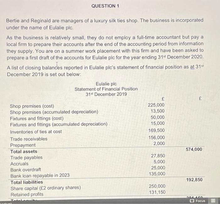  only question C QUESTION 1 Bertie and Reginald are managers of