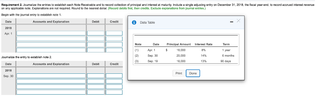 Determine the maturity date and maturity value of each note. (For each