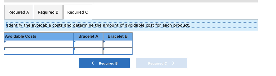 of the two bracelets to manufacture. Cost data pertaining to the two
