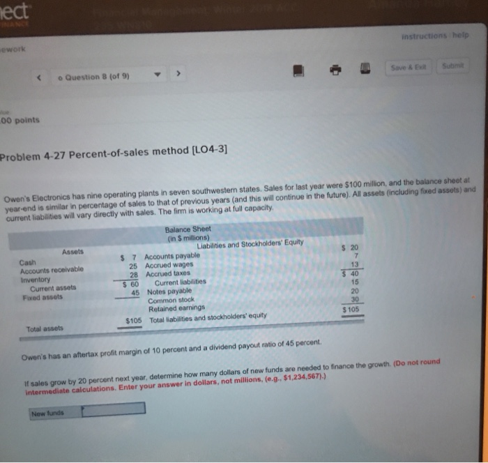  problem 4-27 percent of sales method ect ework instructions help Question