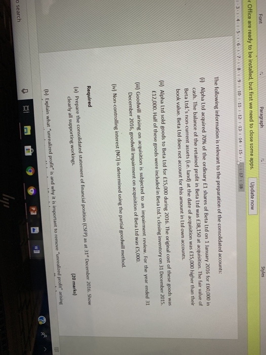 Ltd are set out below: Statement of Financial Position as at 31