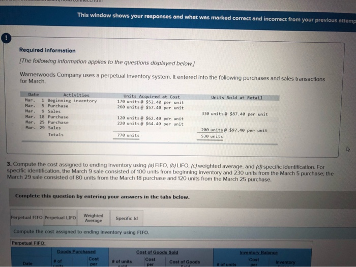  This window shows your responses and what was marked correct and