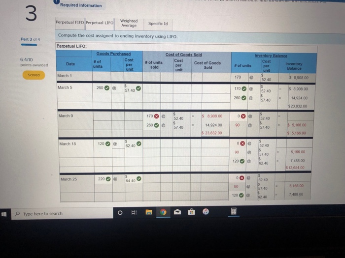 entered into the following purchases and sales transactions for March Units Sold