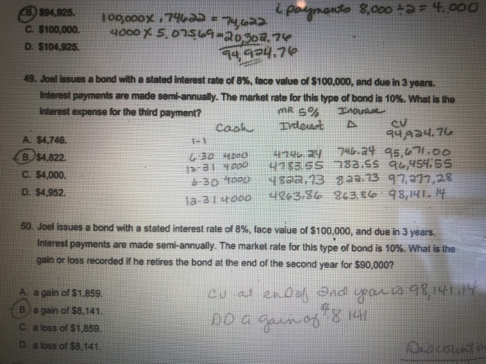  #49. how do you find these values for this amortization table??