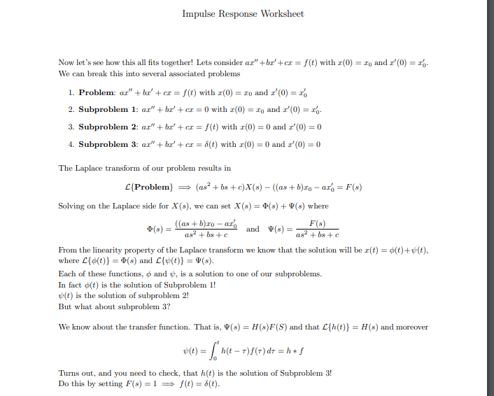  please complete the table ? Impulse Response Worksheet Now let's see