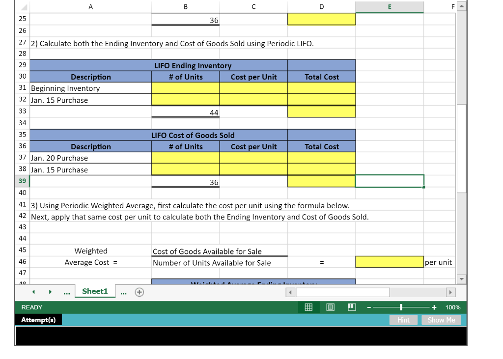 goods sold using periodic FIFO, LIFO, and Weighted Average Cost methods. S.