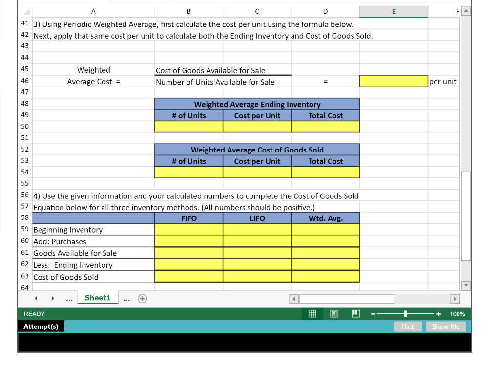 Inventory costing methods - Excel ? FILE HOME INSERT PAGE LAYOUT FORMULAS