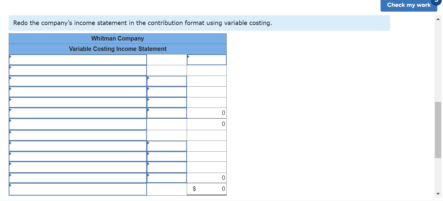 just completed its first year of operations. The company's absorption costing income