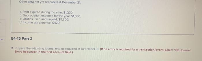 of its second year of operations ending December 31 Credit Debit $12,300