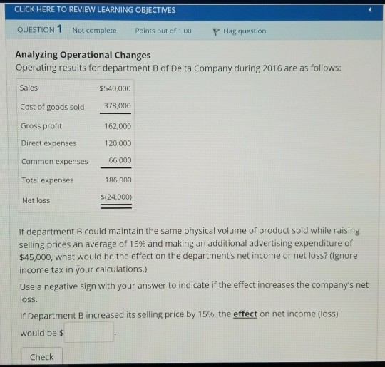 CLICK HERE TO REVIEW LEARNING OBJECTIVES QUESTION 1 Not complete Points
