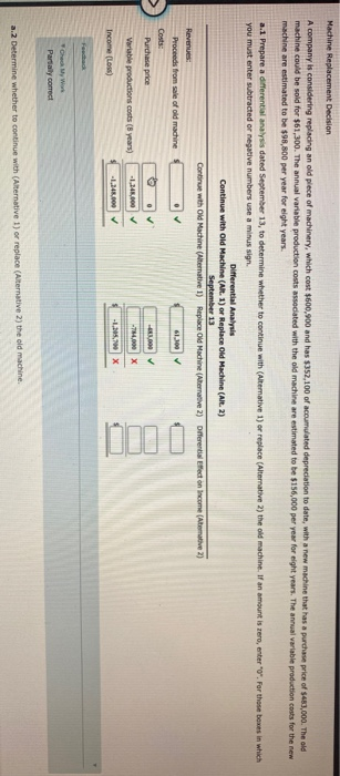  Machine Replacement Decision A company is considering replacing an old piece