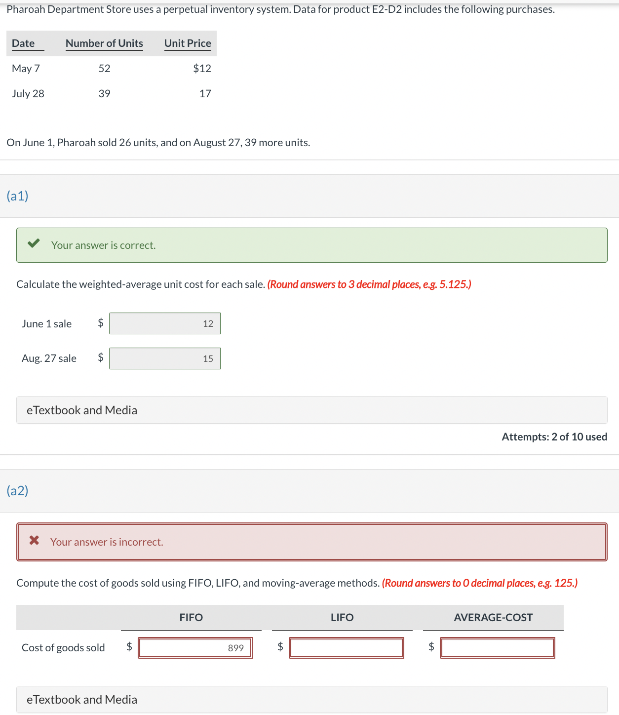  Pharoah Department Store uses a perpetual inventory system. Data for product