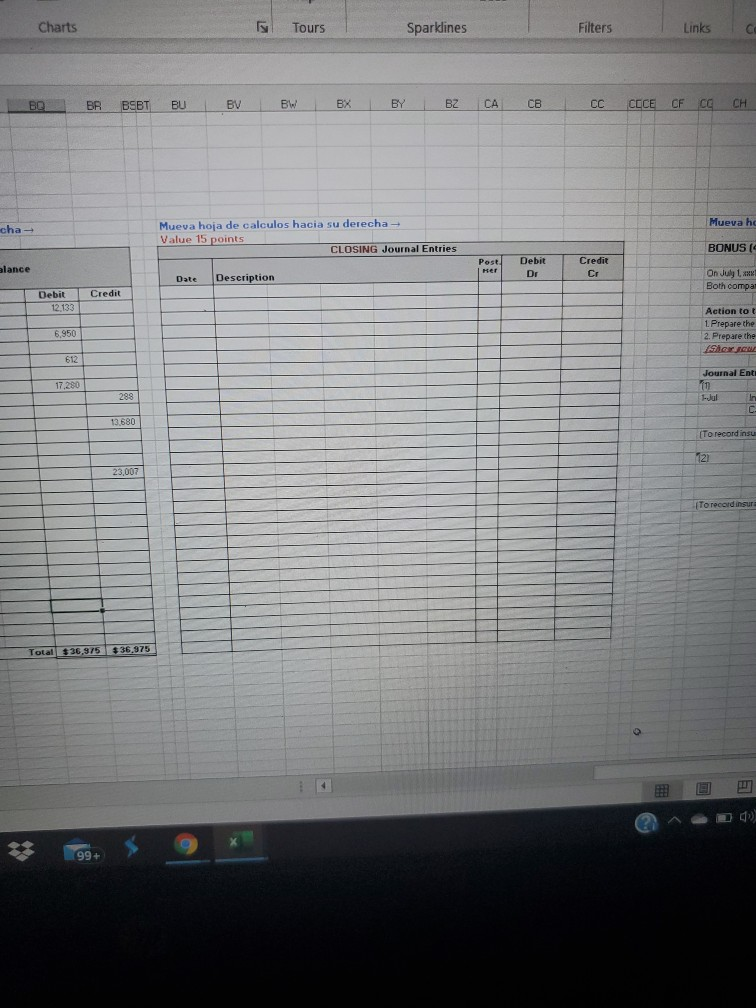 Need help with closing journal entries. (In this format) Here is the
