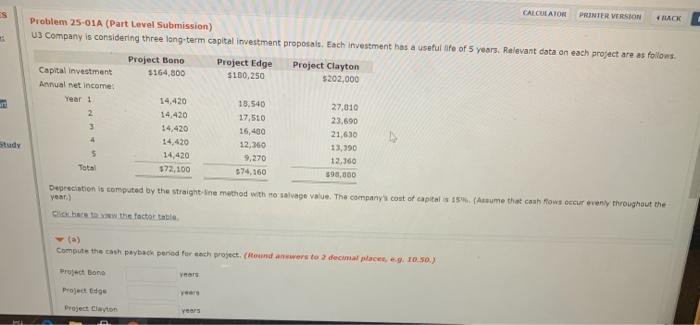  CALCULATOR PRINTER VERSION HACK Problem 25-01A (Part Level Submission) u3 Company