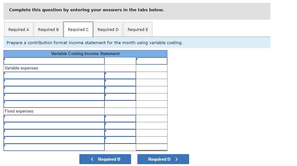 data concerning its most recent month of operations: Selling price $ 199