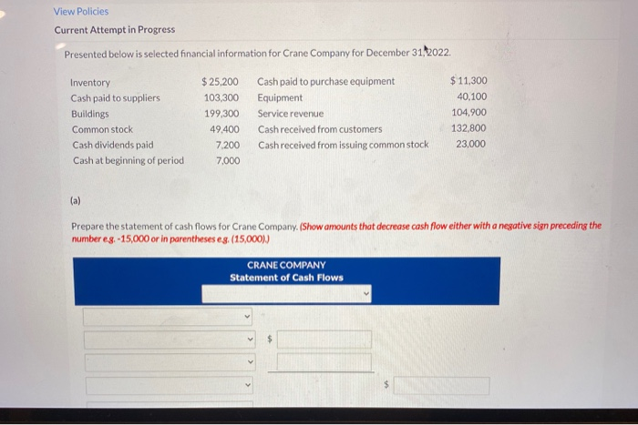  View Policies Current Attempt in Progress Presented below is selected financial