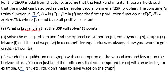  For the CEOP model from chapter 5, assume that the First