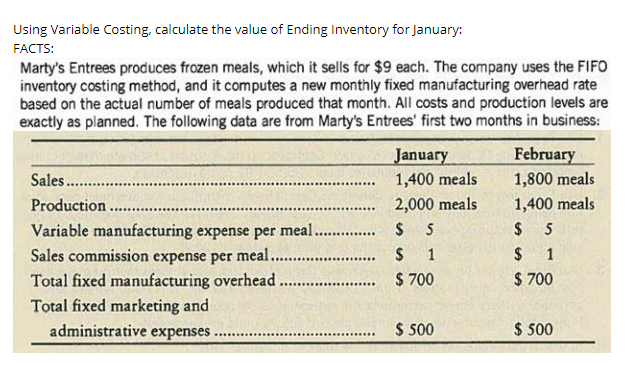  Question 24 Using Variable Costing, calculate Operating Income for January: 1)$3000
