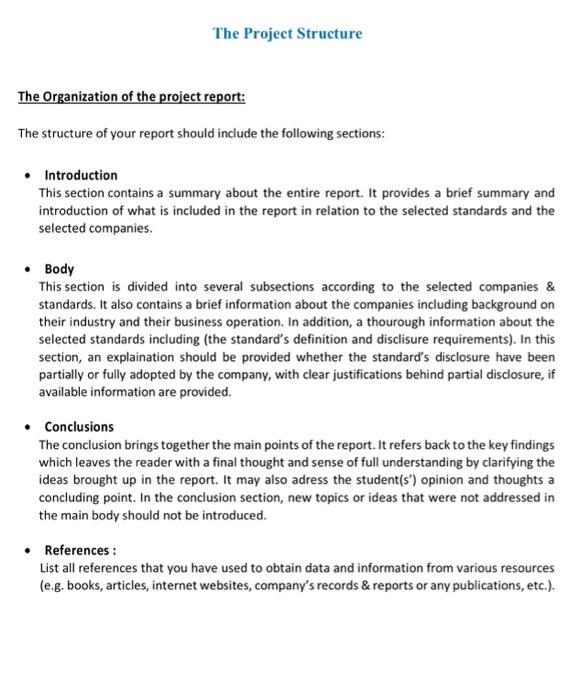 chosen from the list below. The aim of this project is to