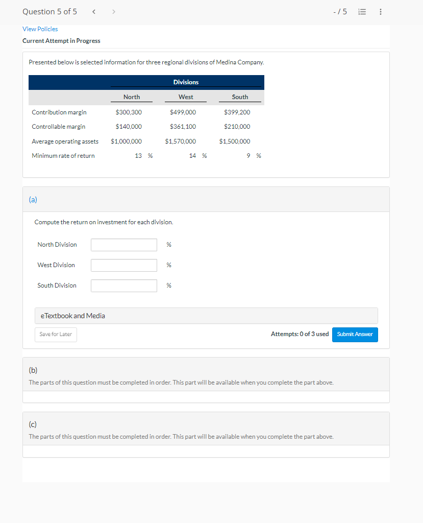 Current Attempt in Progress Presented below is selected information for three