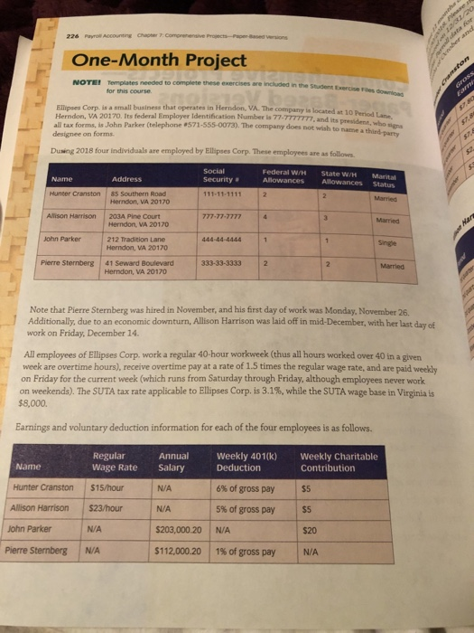  having trouble getting started with the payroll register 226 Payroll Accounting